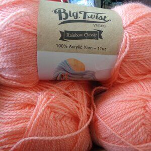 3 Skeins Big Twist Acrylic Yarn PEACHY